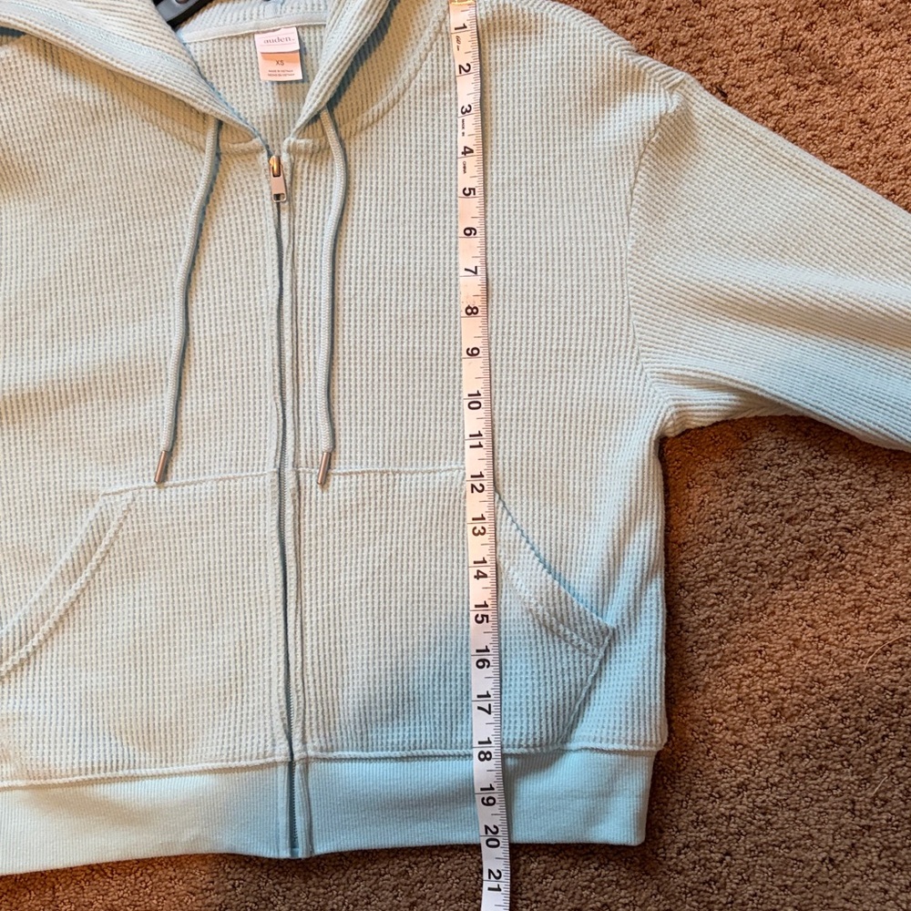 NWT Auden Women's Waffle Thermal Hoodie Sweatshirt Sleep Loungewear Turquoise XS - Picture 8 of 9